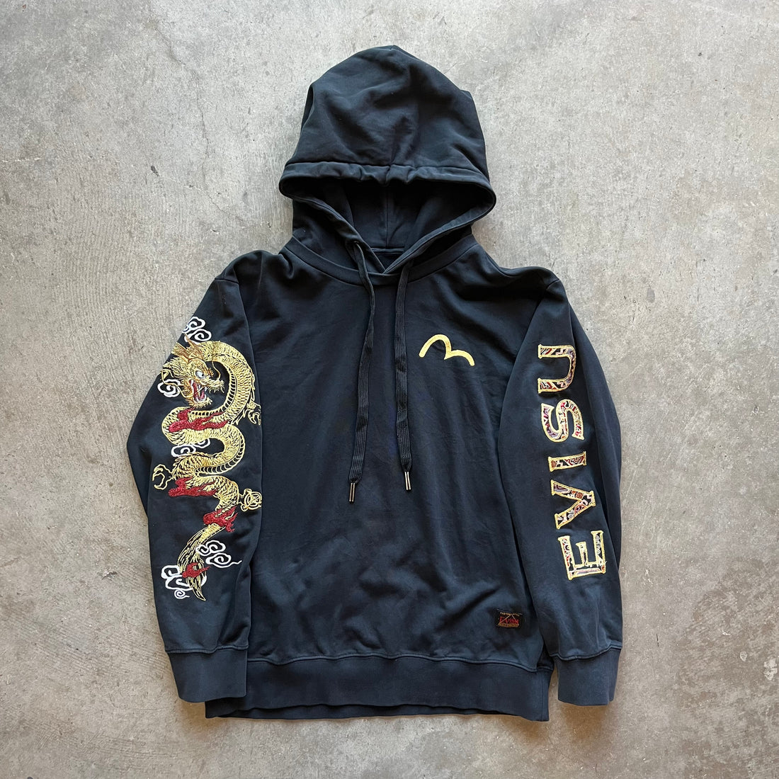 L Black Evisu Dragon Hoodie