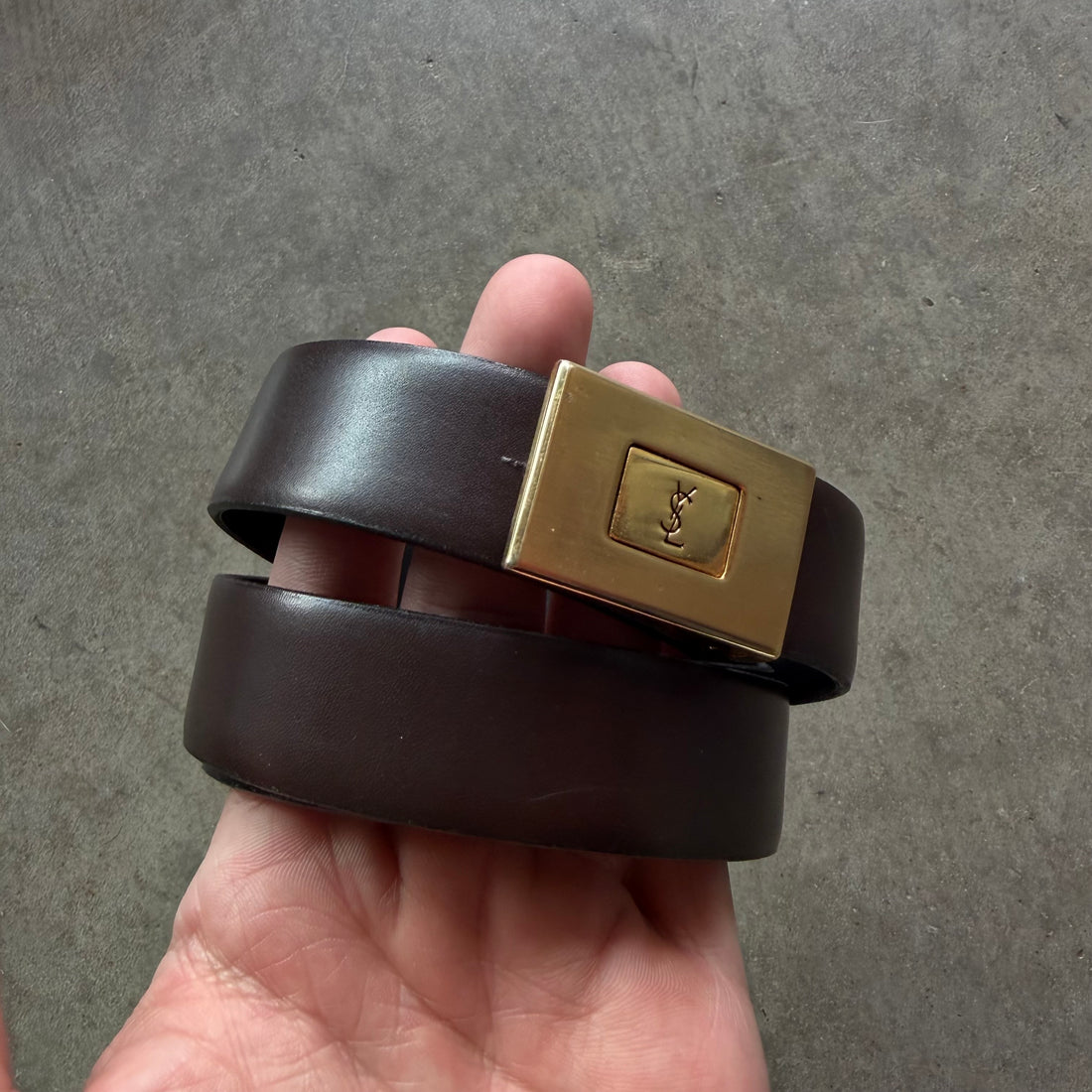 Reversible Brown/Black YSL Leather Belt
