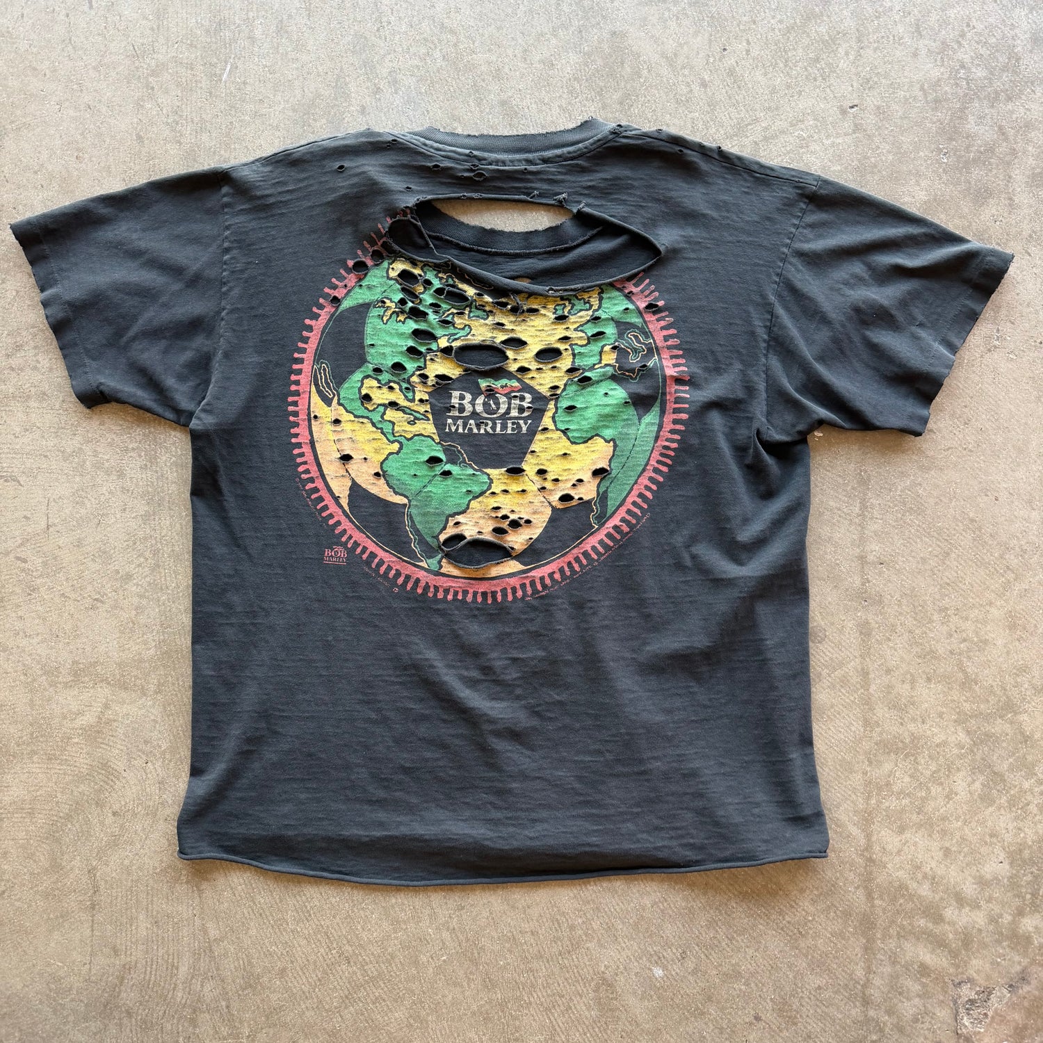 L Thrashed Bob Marley Liquid Blue Tee