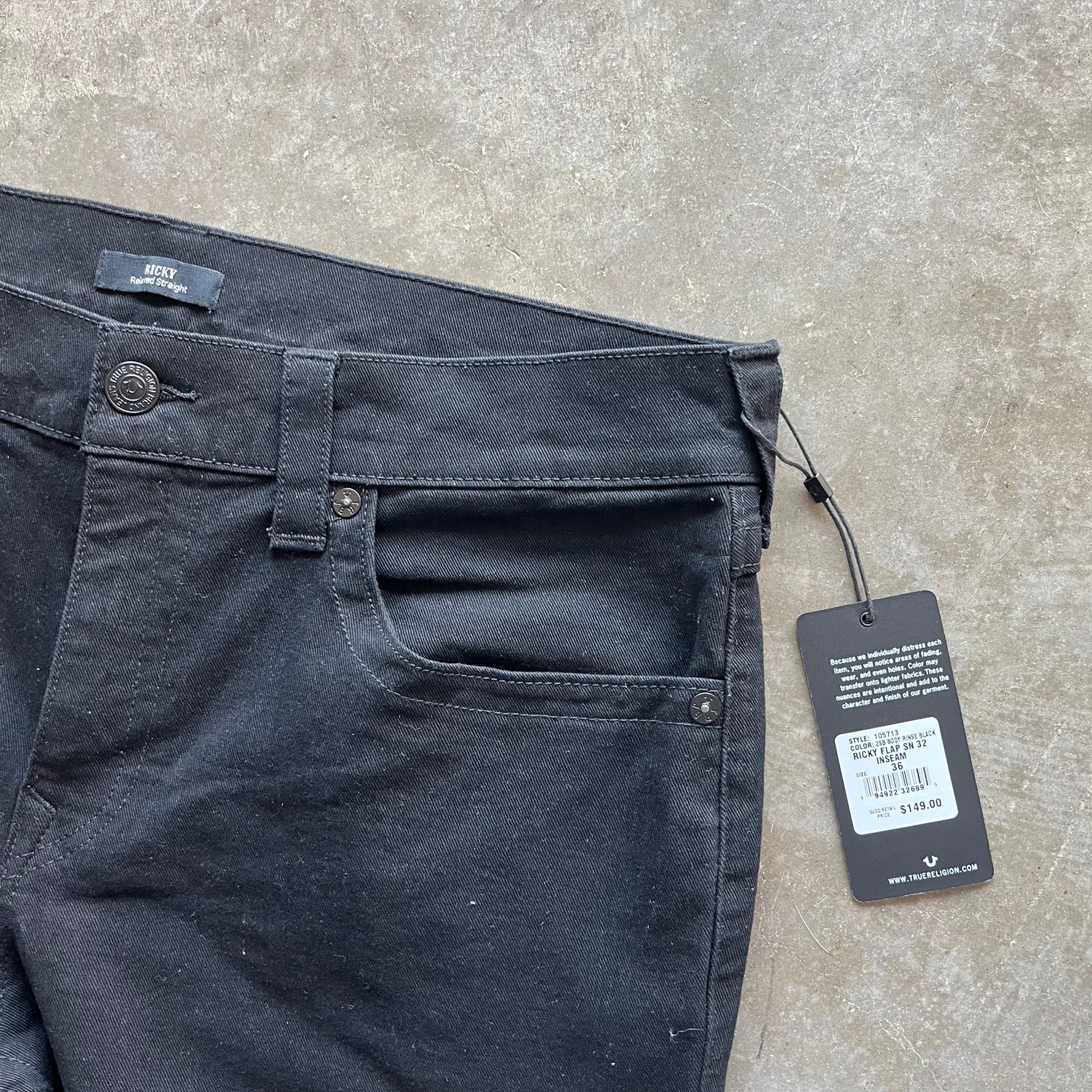 36x34 True Religion Ricky Jeans Brand New