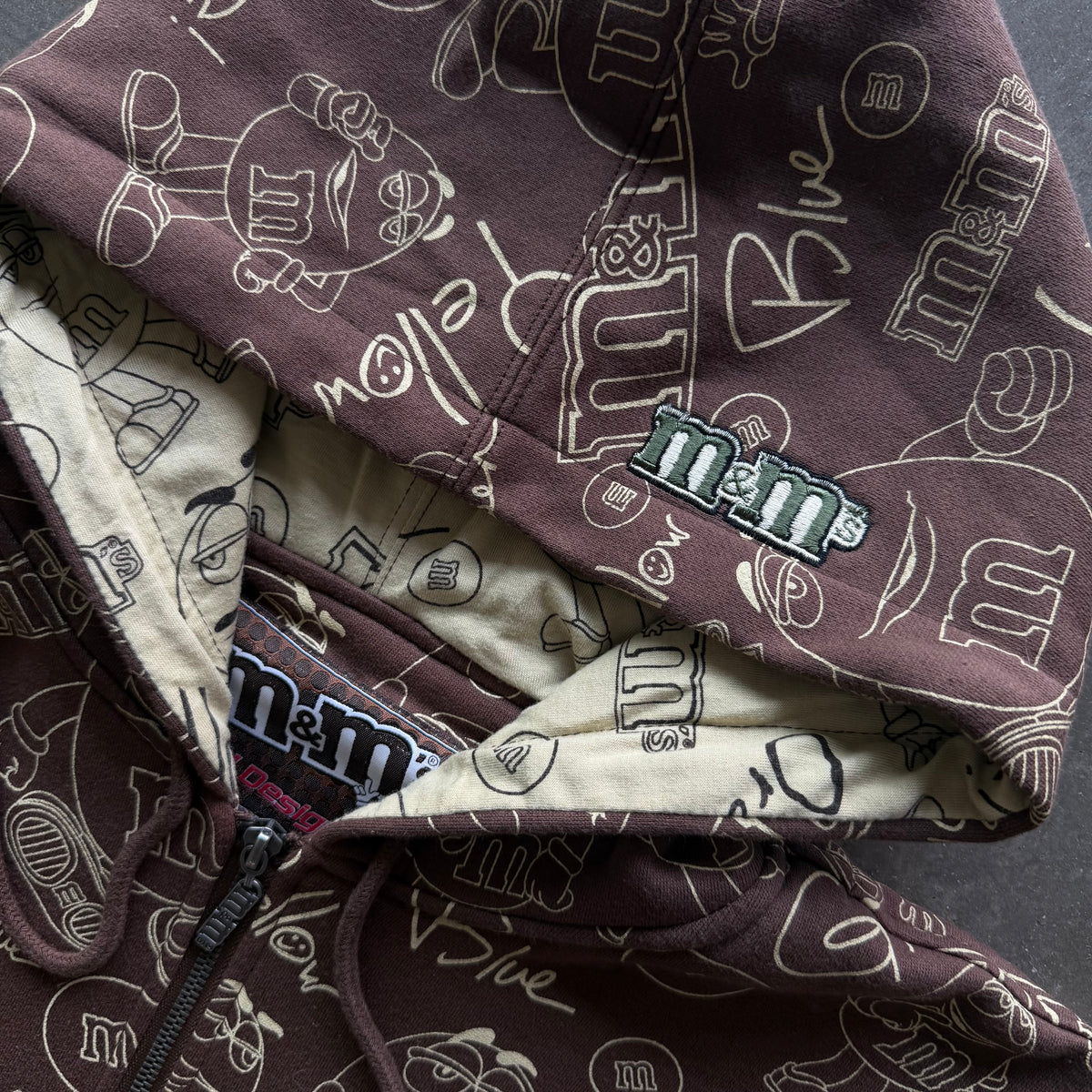 L M&amp;M All Over Print Zipup Brown