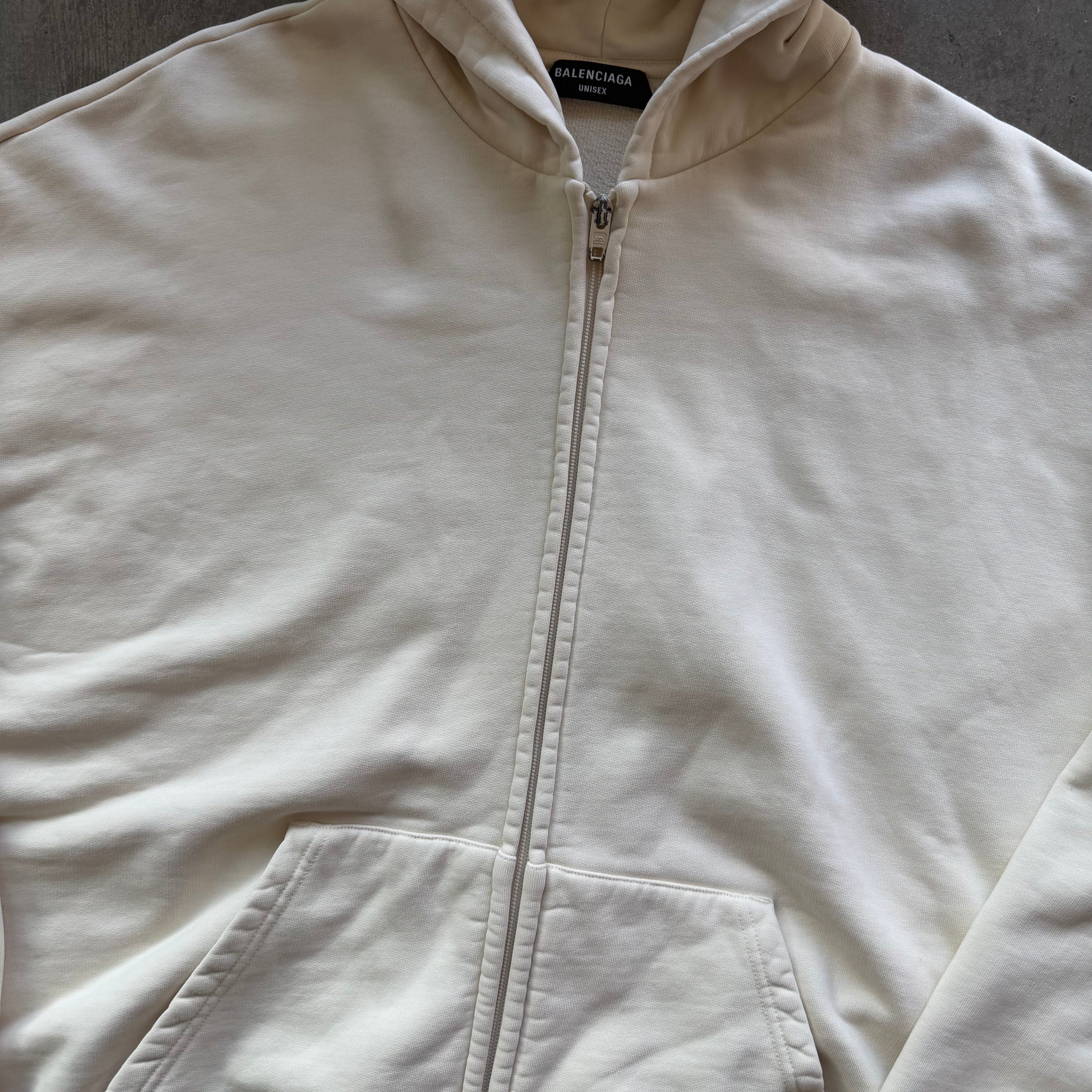 M Balenciaga Creme Small Logo Full Zip