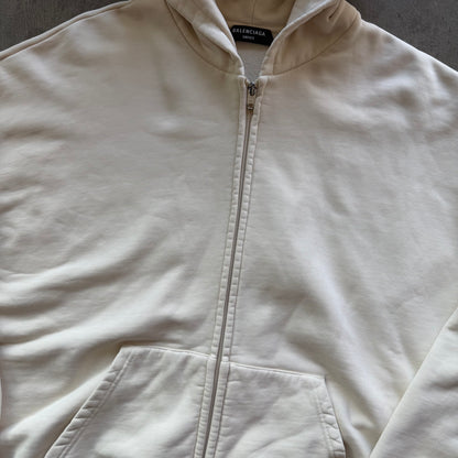 M Balenciaga Creme Small Logo Full Zip