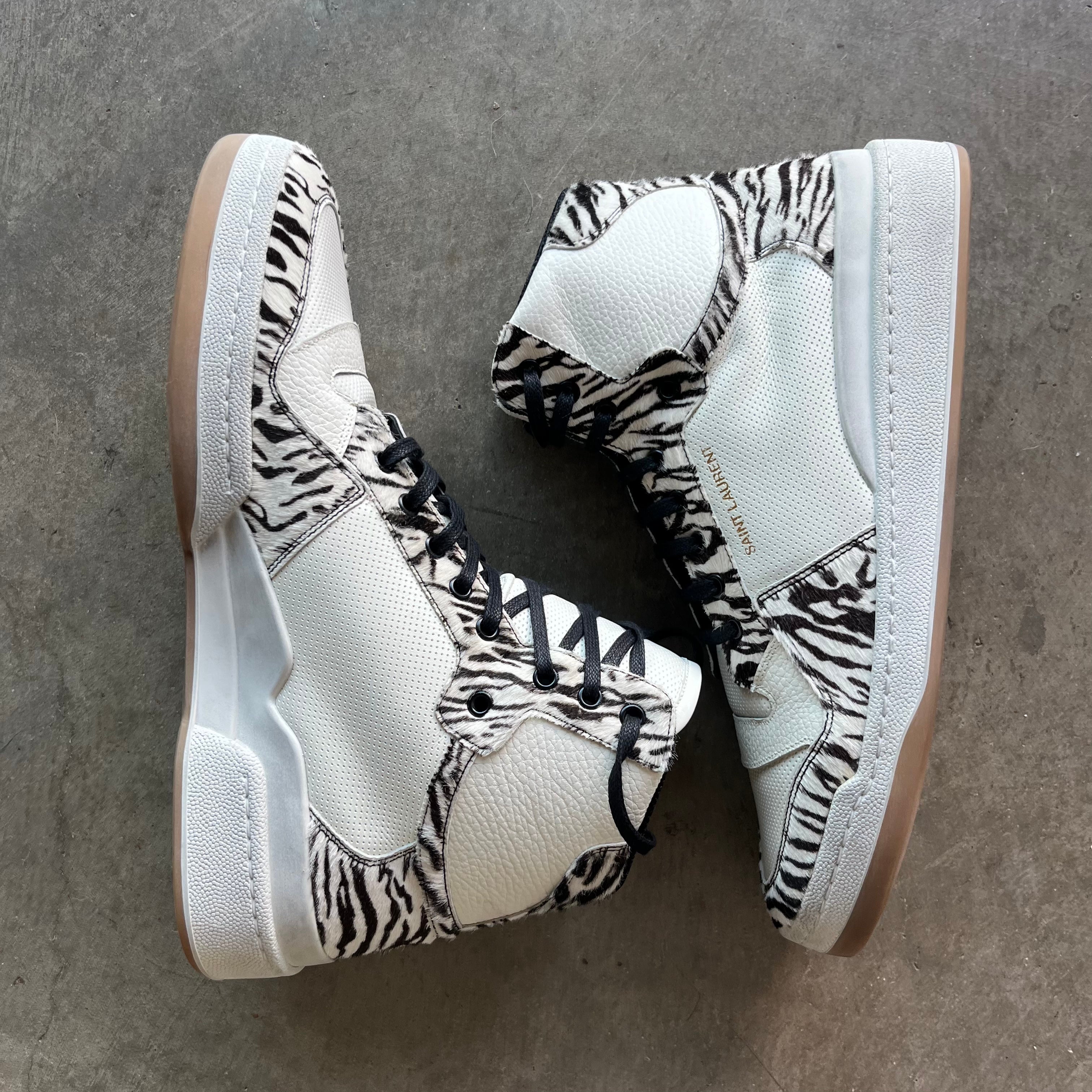 46eu Used Saint Laurent SL24 High Zebra Print