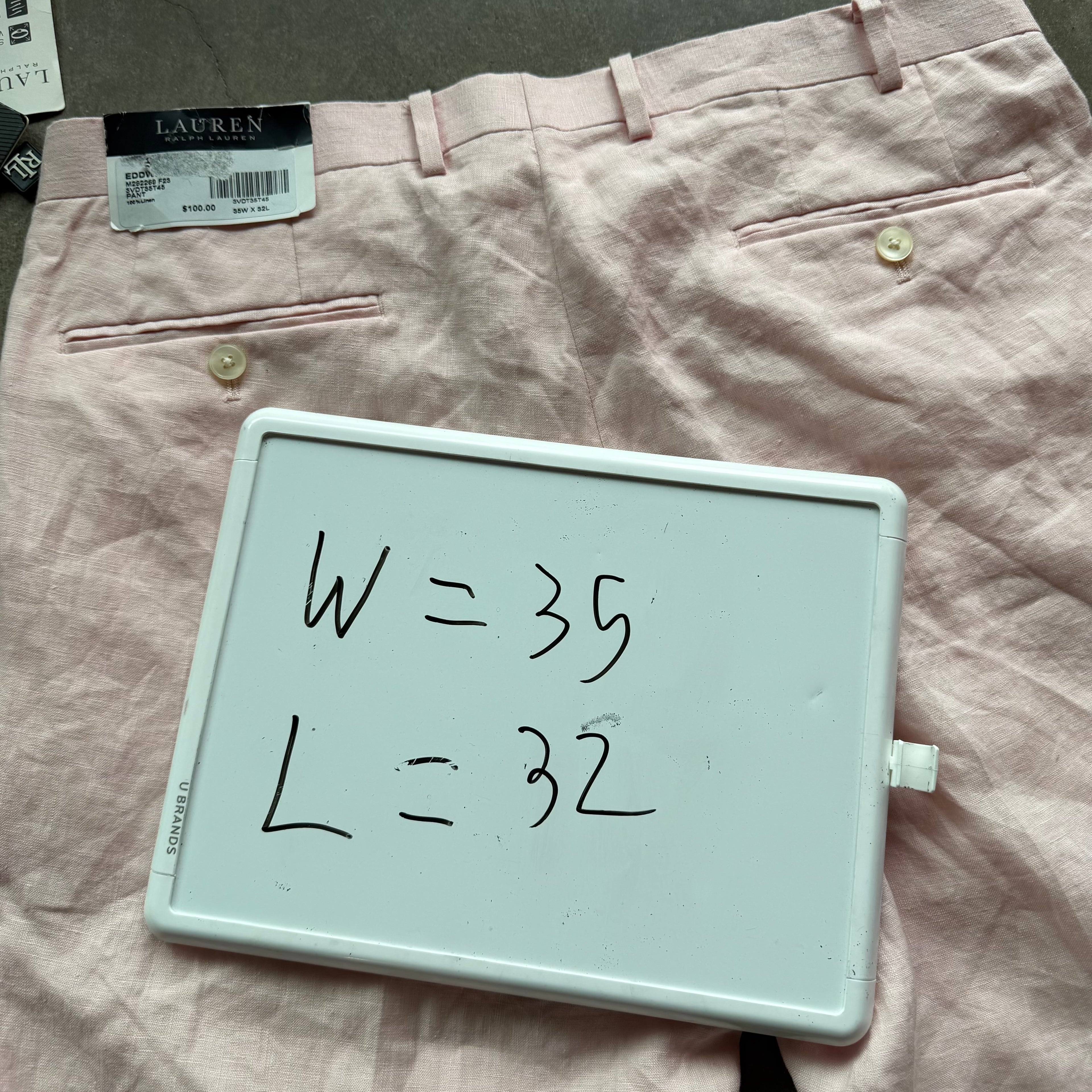 35x32 Lauren Ralph Lauren Pink Linen Pants