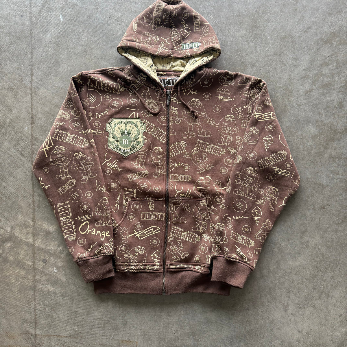 L M&amp;M All Over Print Zipup Brown