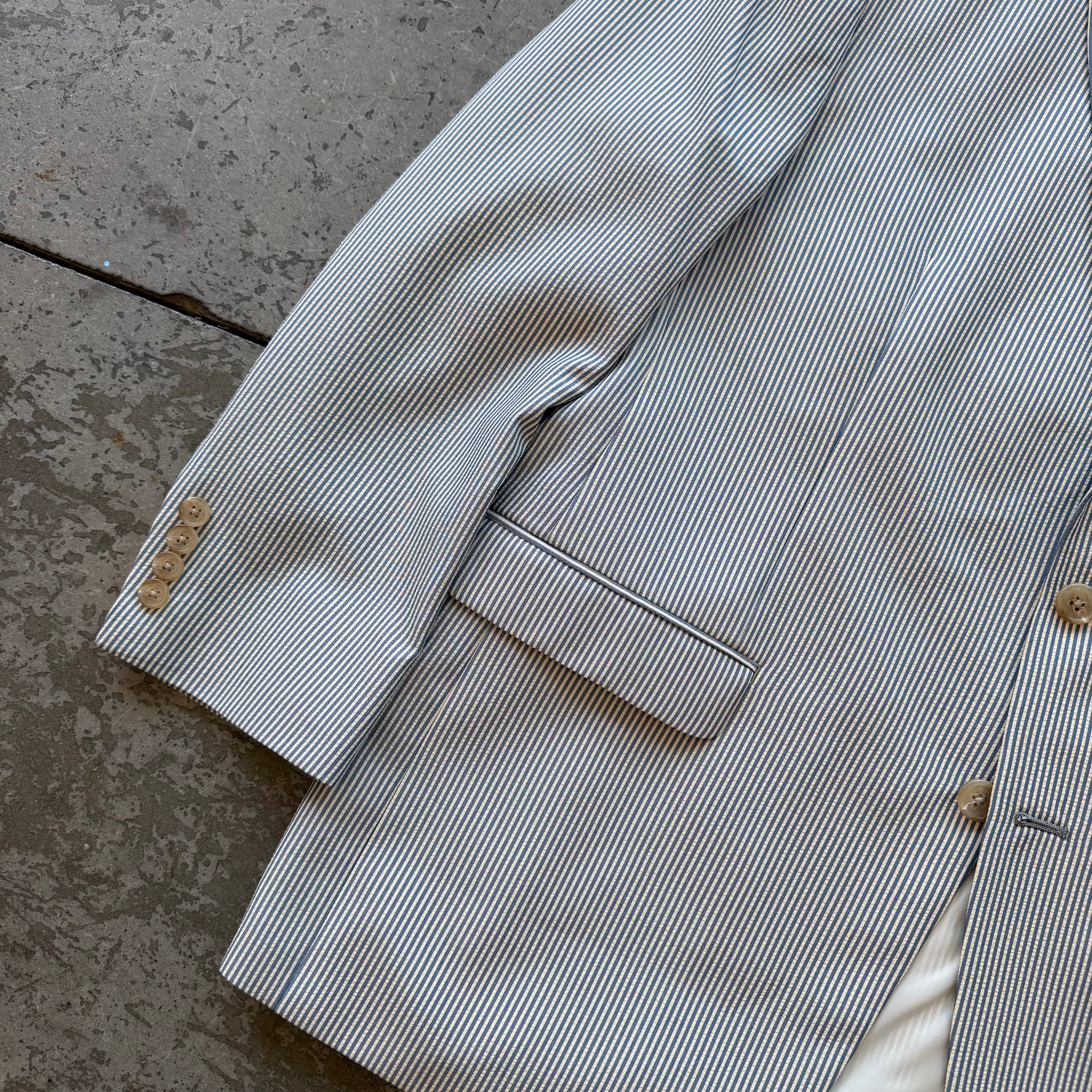 42R Lauren Ralph Lauren Blue/White Pinstripe Suit Jacket