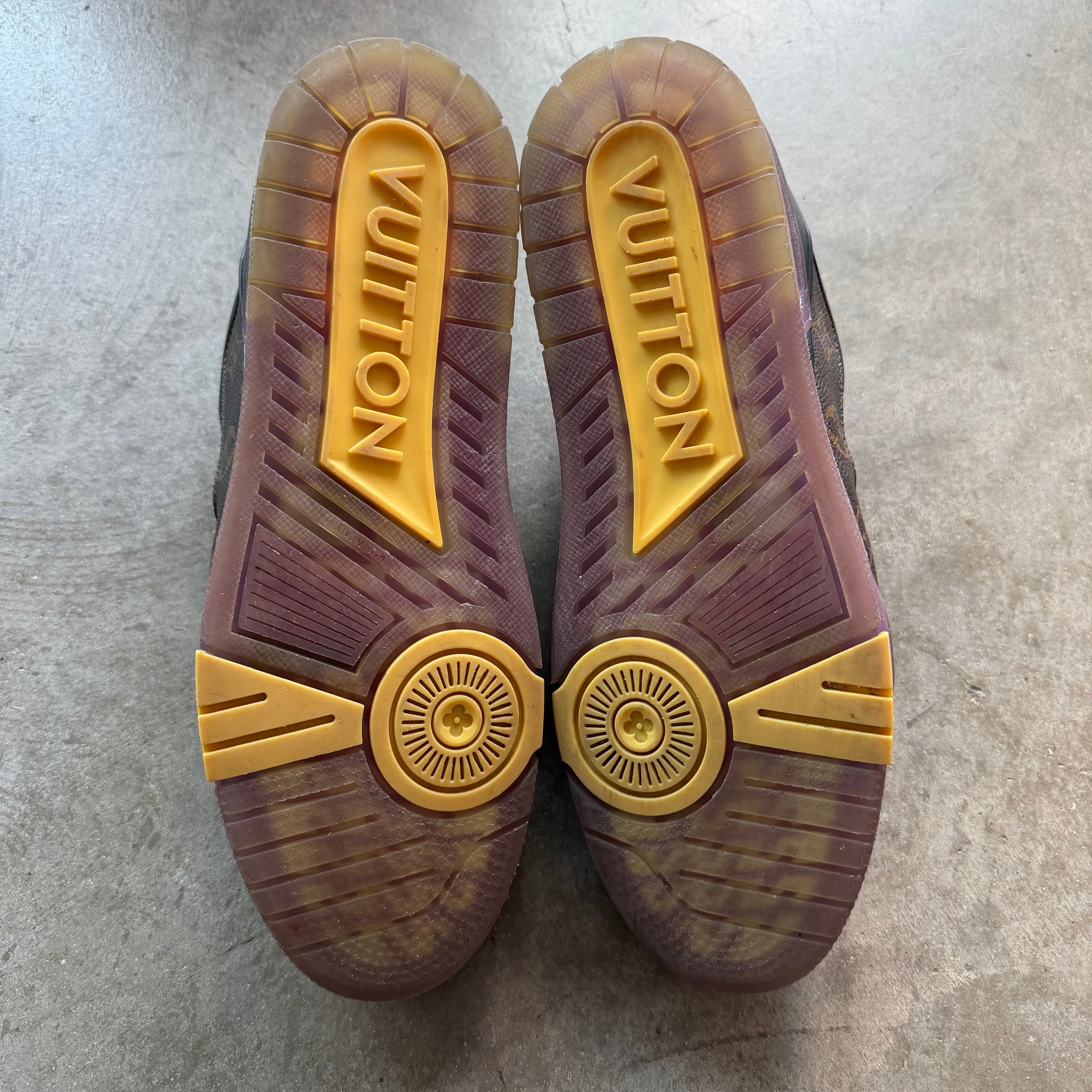 12.5 Used Louis Vuitton Trainer Brown Monogram Yellow Purple