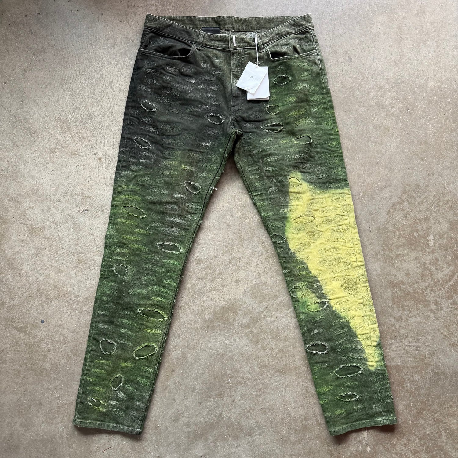 37x34 Givenchy Slim Fit Tapered Distressed Tie Dye Jeans