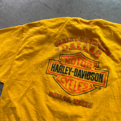 XL 00s Yellow Dallas Harley Tee