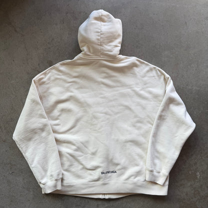 M Balenciaga Creme Small Logo Full Zip