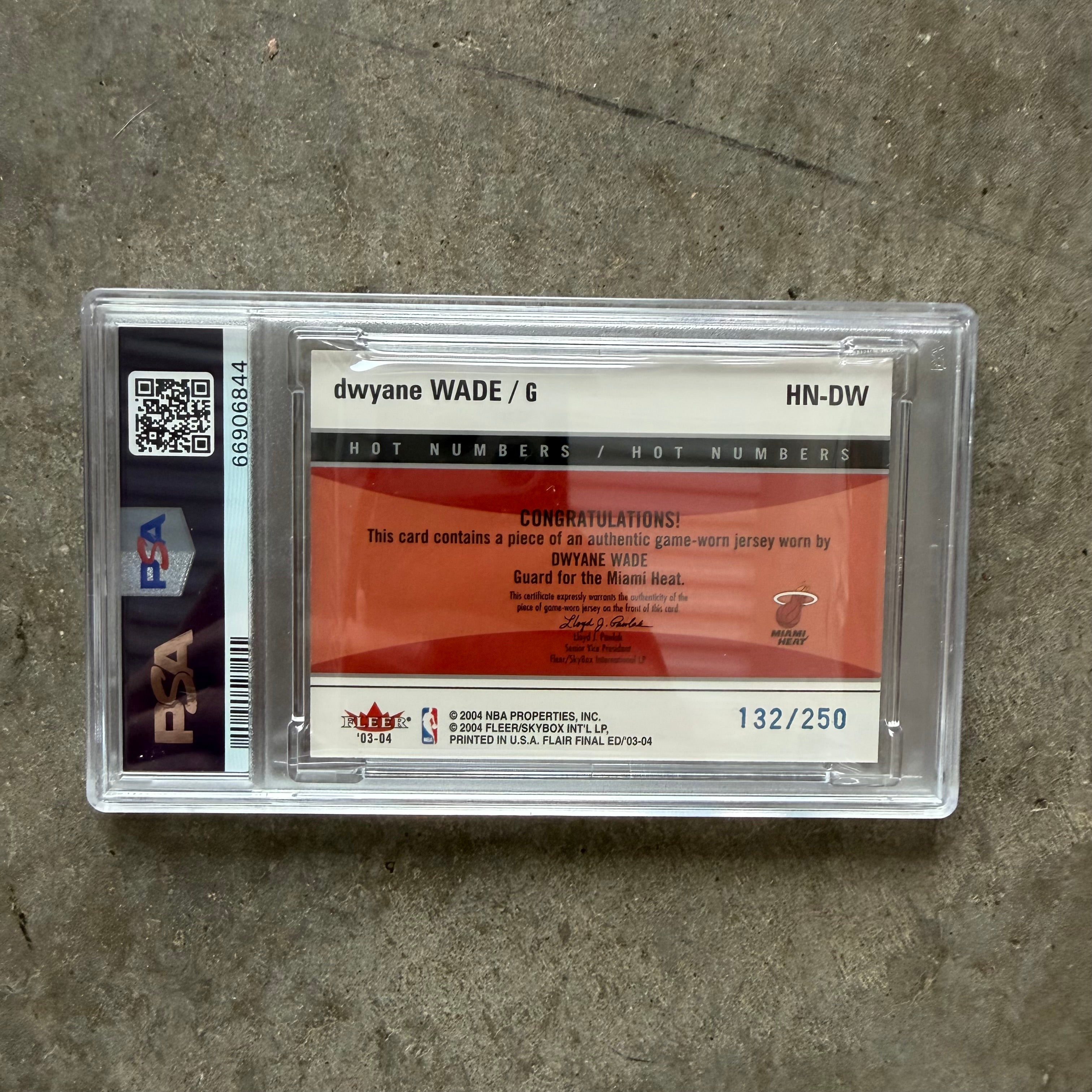 Dwayne Wade 2003 Flair Final Edition Hot Numbers Patch /250 PSA 8