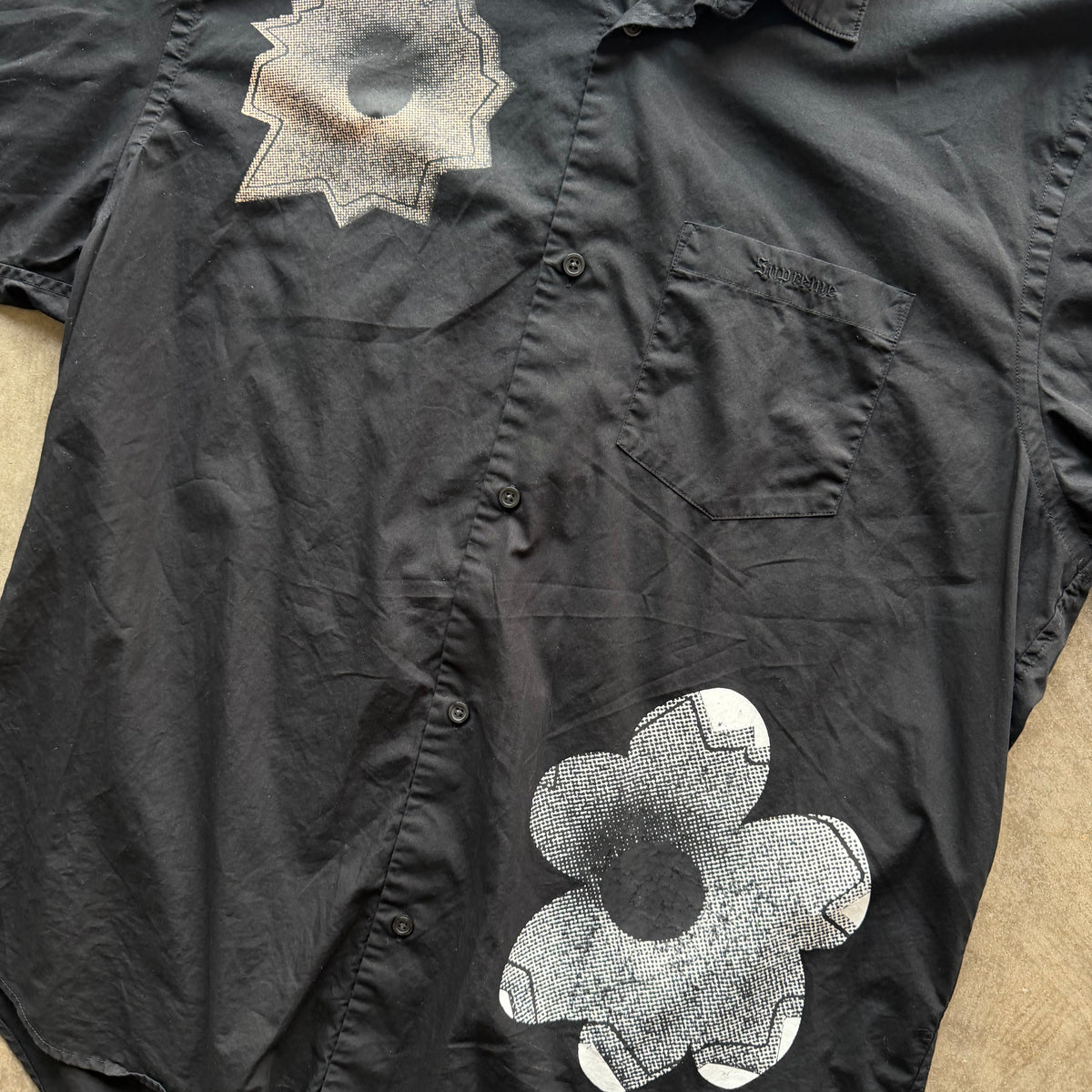 XL Supreme Nate Lowman Button Up Black