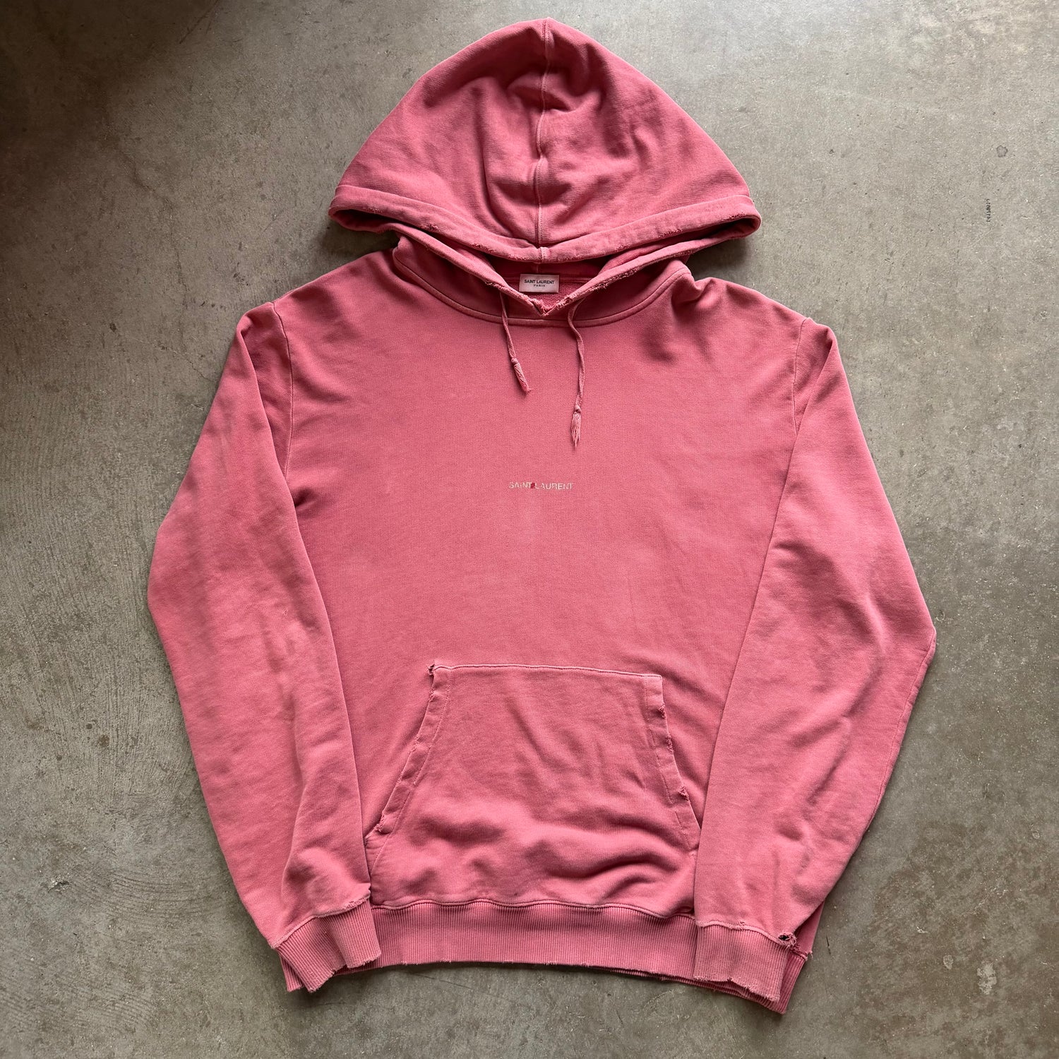 XL Red Saint Laurent Distressed Hoodie