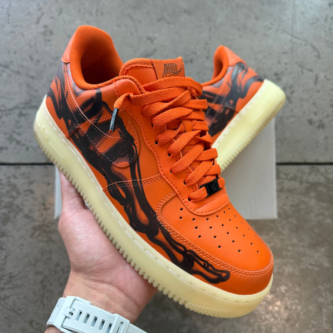 9 Used Nike Air Force 1 Skeleton Orange
