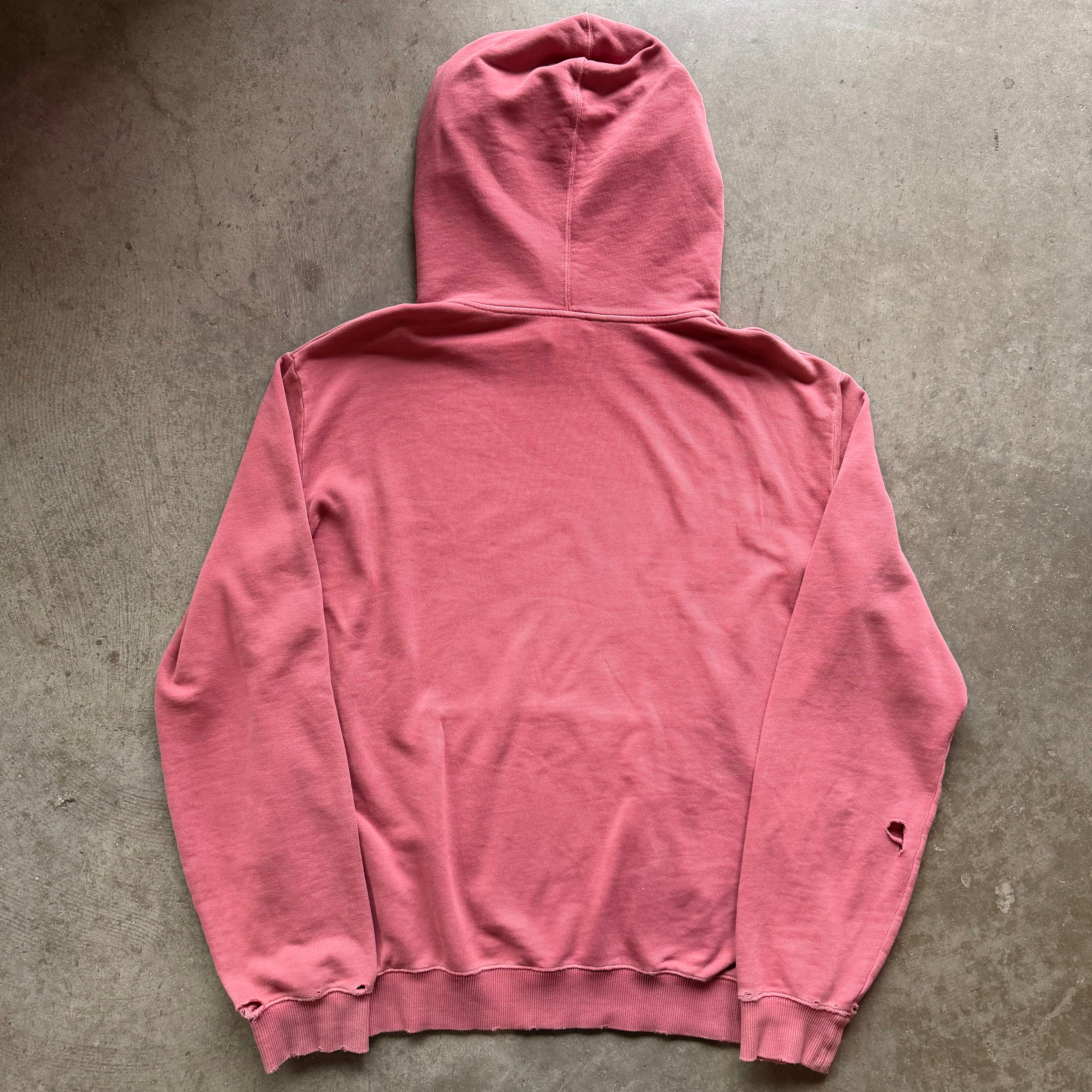 XL Red Saint Laurent Distressed Hoodie