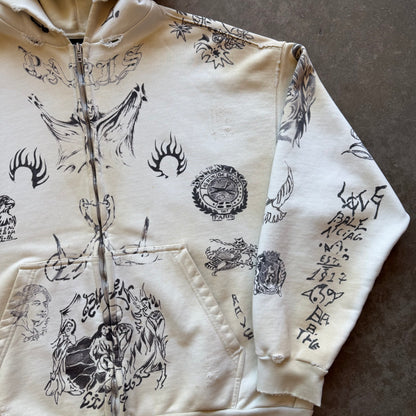 S Balenciaga Tattoo Full Zip Hoodie