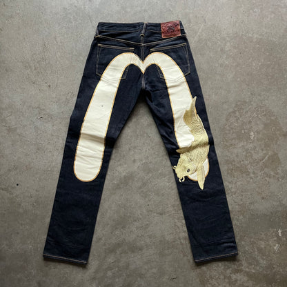 29x31 Gold Koi Fish Evisu Jeans