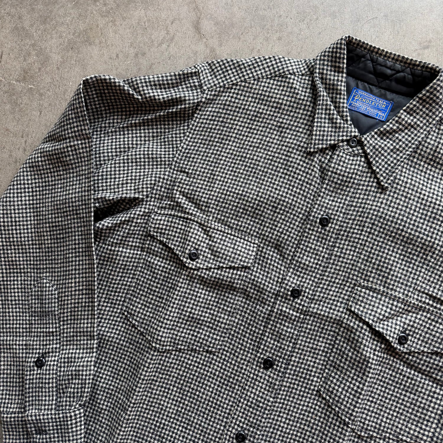 L 80s Houndstooth Pendleton Button Up