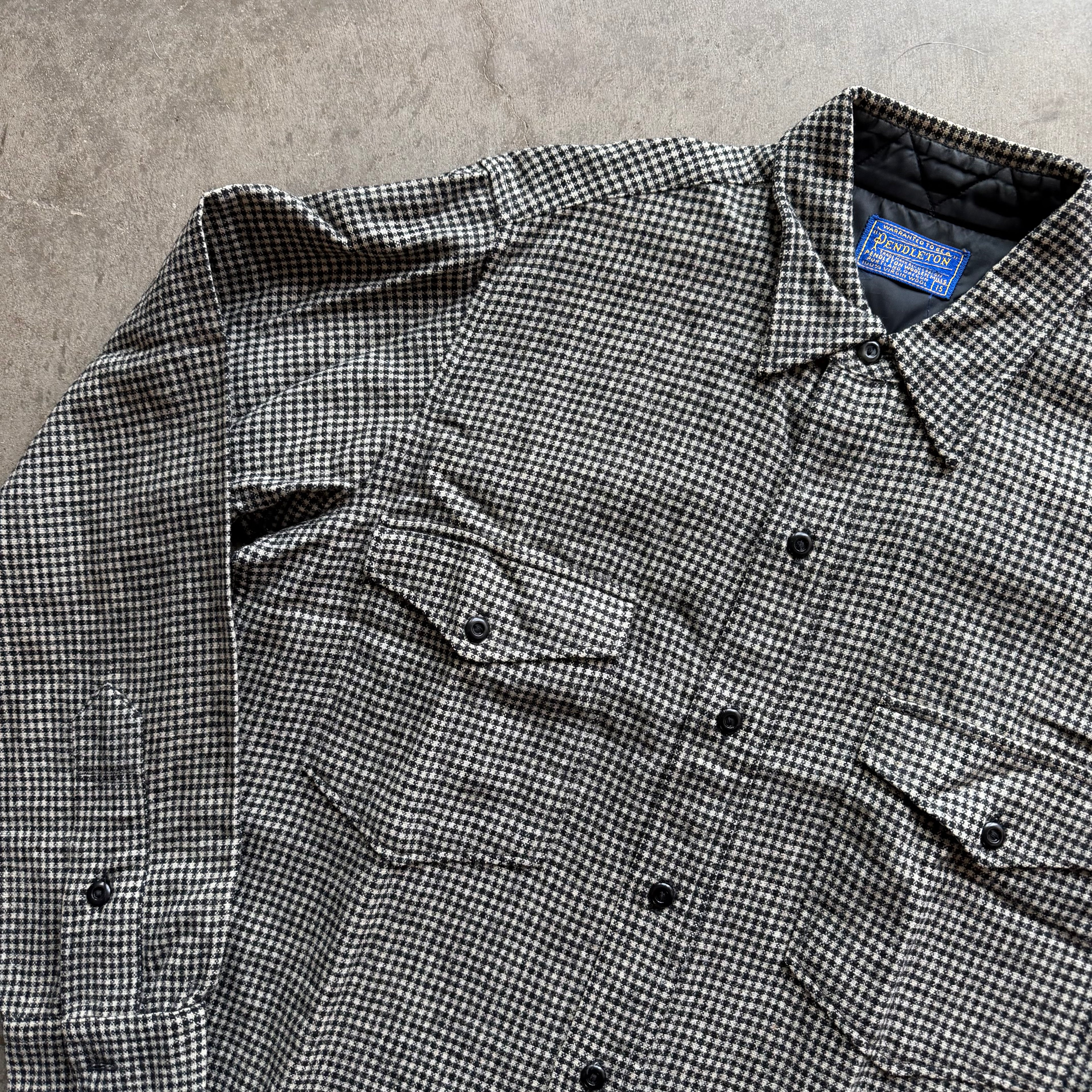 L 80s Houndstooth Pendleton Button Up