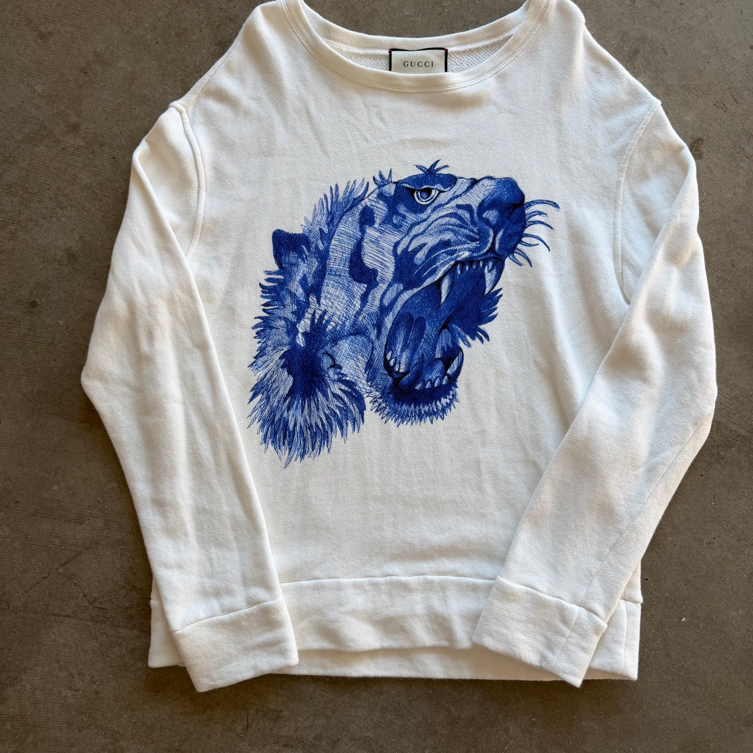 L Gucci Tiger Crewneck White