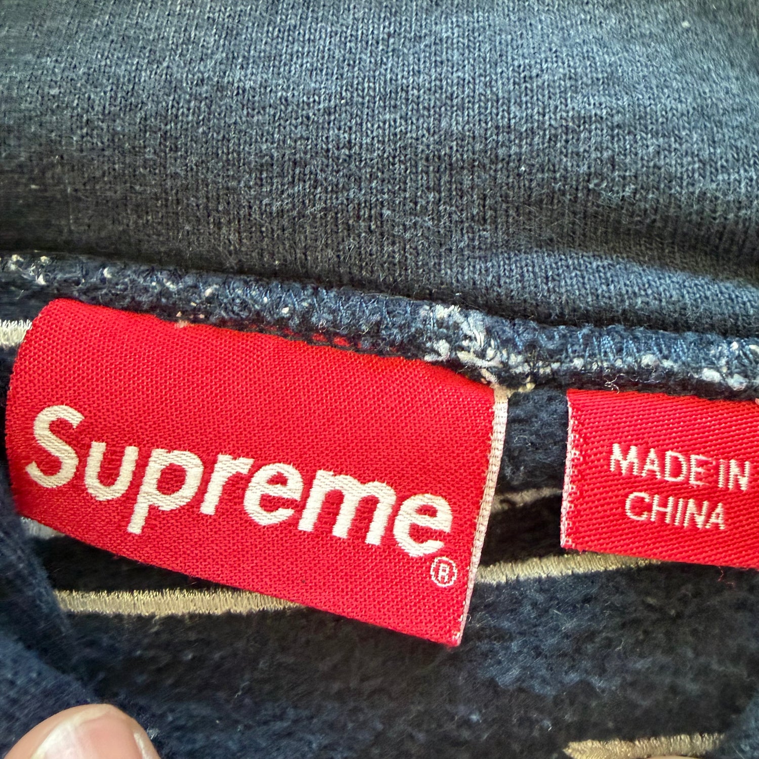 M Supreme Satin Appliqué Hoodie Navy