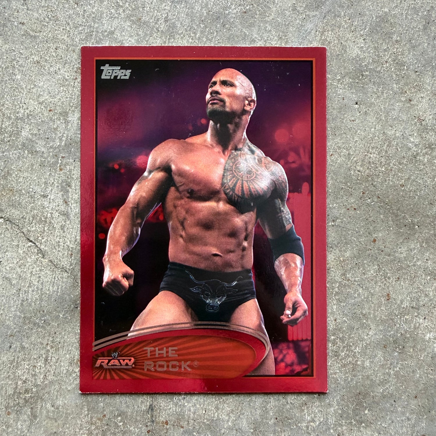 2012 WWE The Rock Red Refractor Card