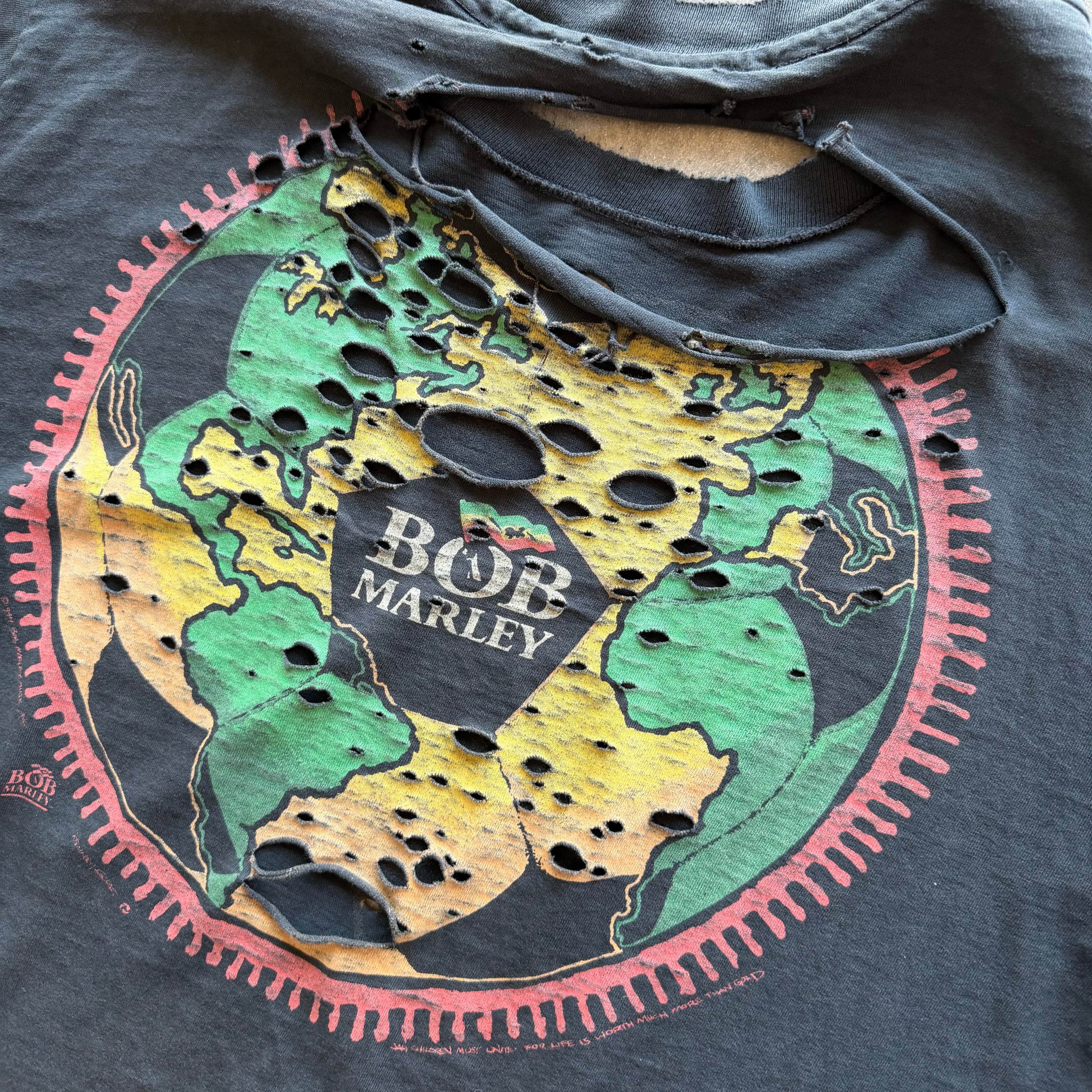 L Thrashed Bob Marley Liquid Blue Tee
