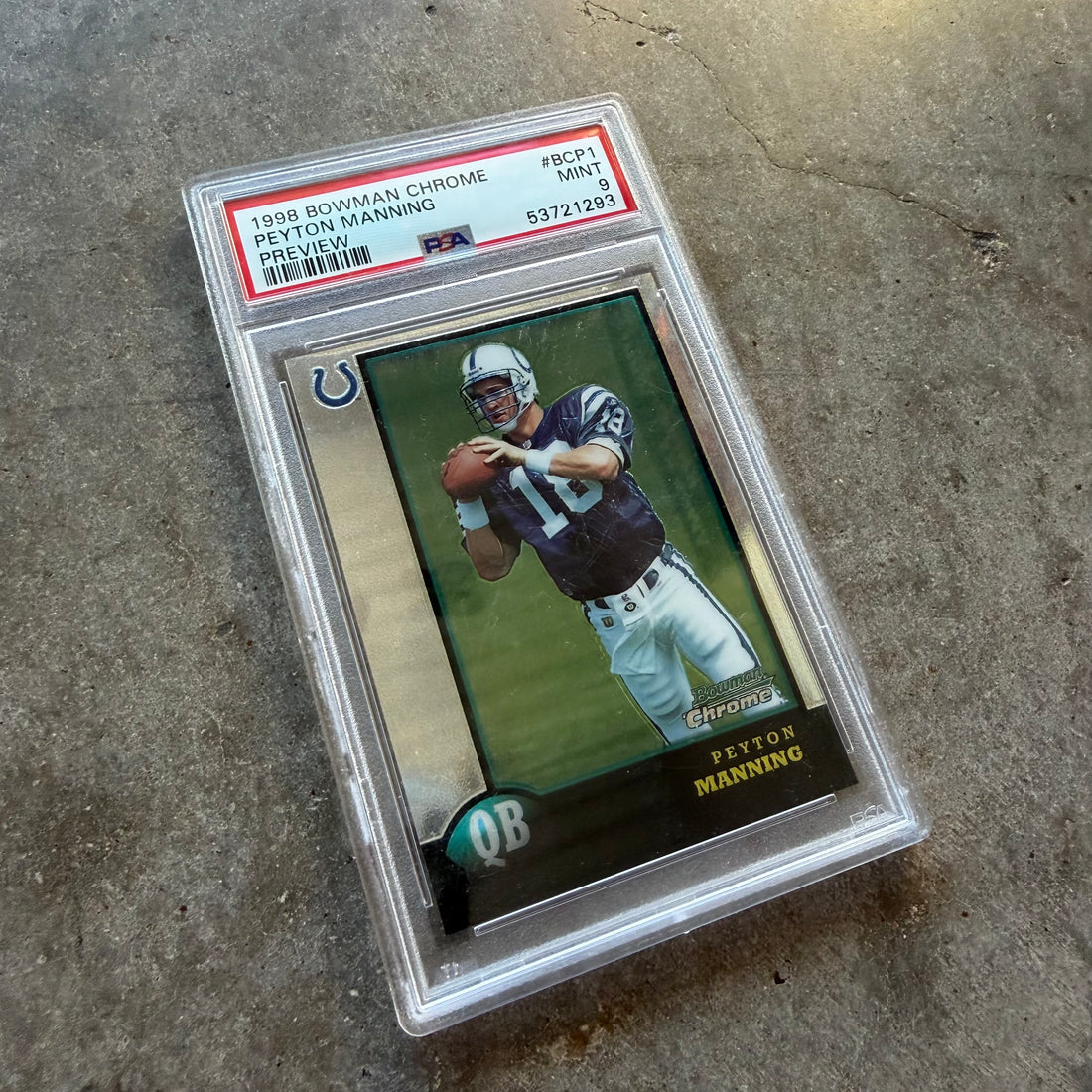 Peyton Manning 1998 Bowman Chrome Preview Rookie PSA 9