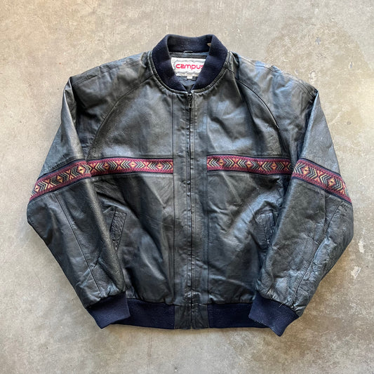 L 90s Leather Aztech Jacket