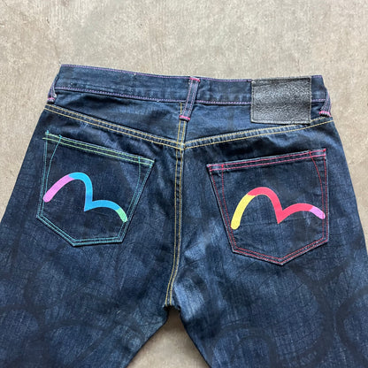 32x34 Rainbow Monogram Evisu Jeans