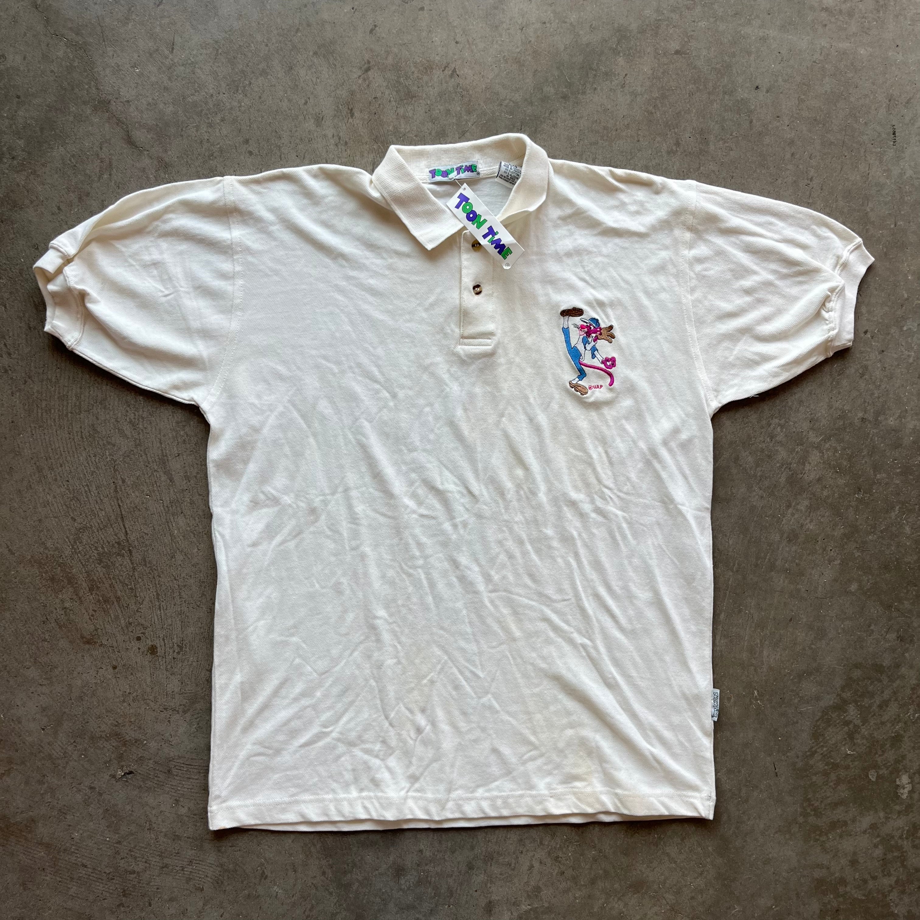 L 90s Toon Time Pink Panther Polo
