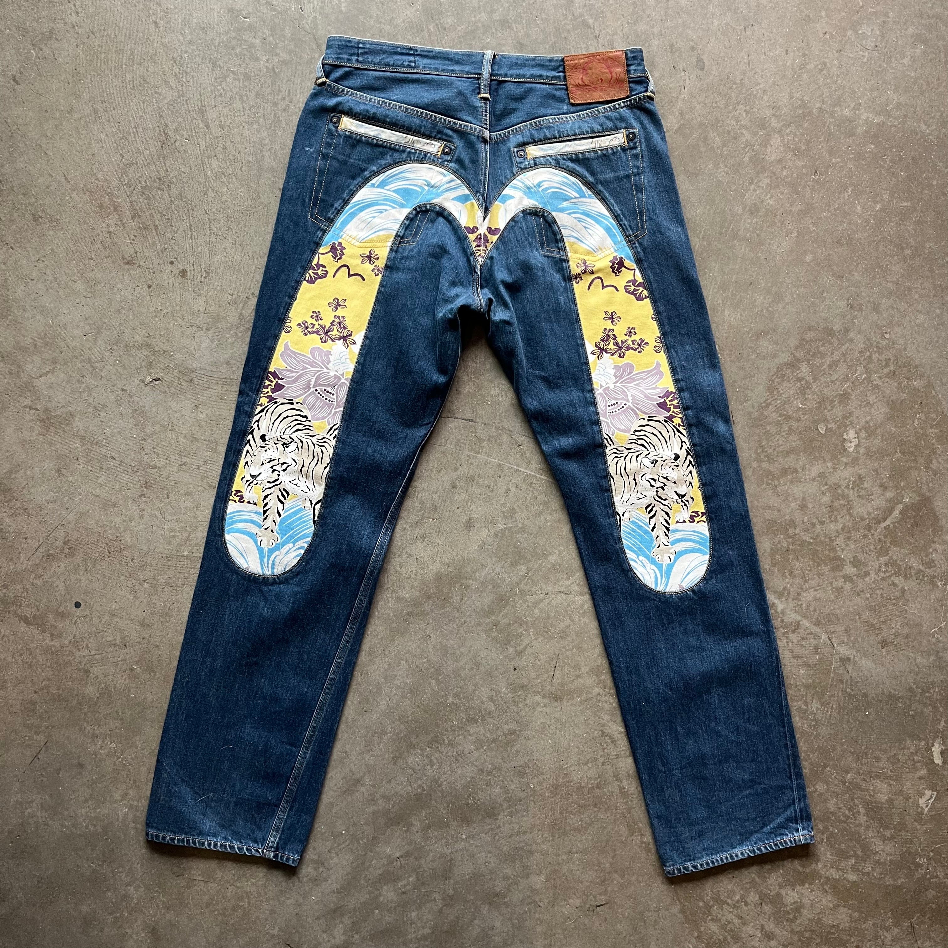 34x31 Yellow Tiger Evisu Jeans