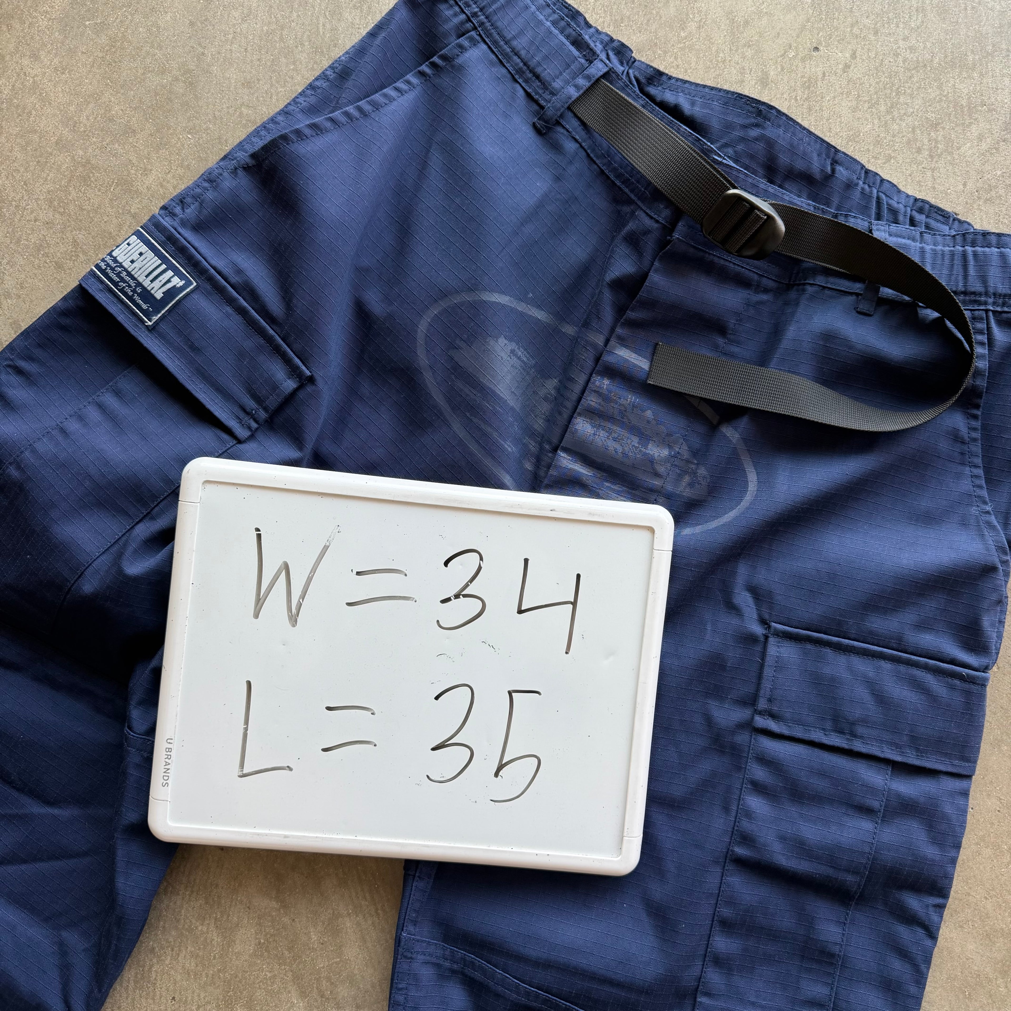 34x35 Corteiz Guerillaz Navy Cargo Pants