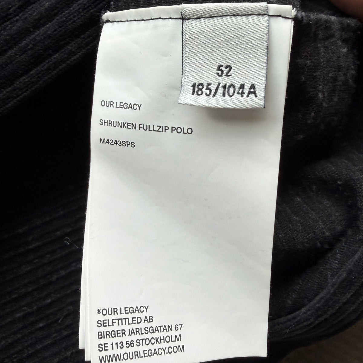 L Our Legacy Velvet Zipup Black