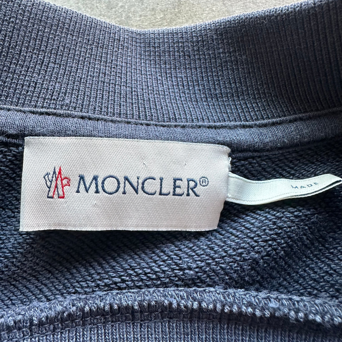L Navy Moncler Navy Spellout Crewneck
