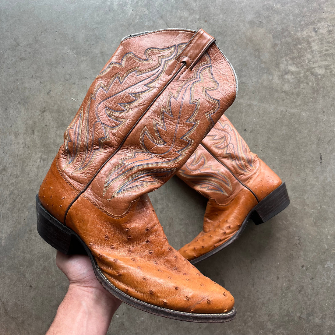 9 Used Ostrich Skin Justin Boots
