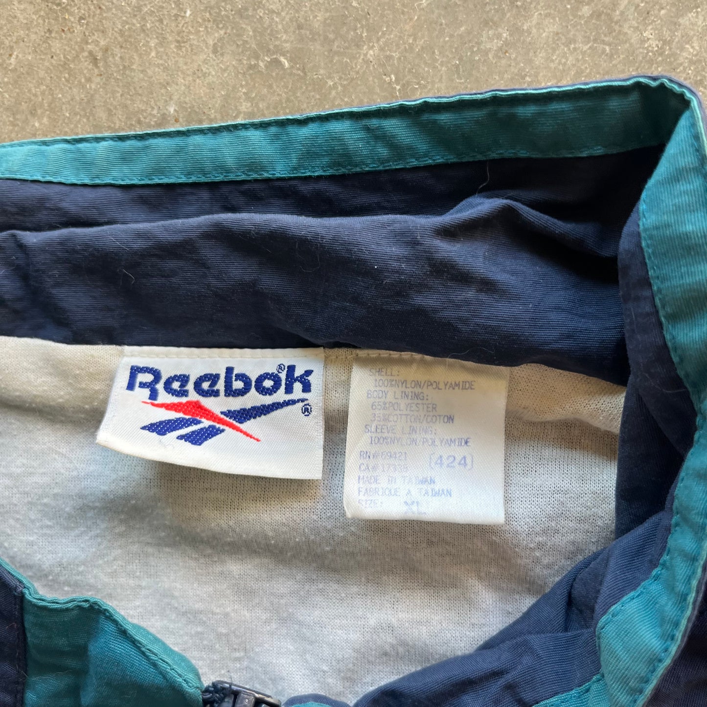 XL 90s Blue/Green Reebok Jacket