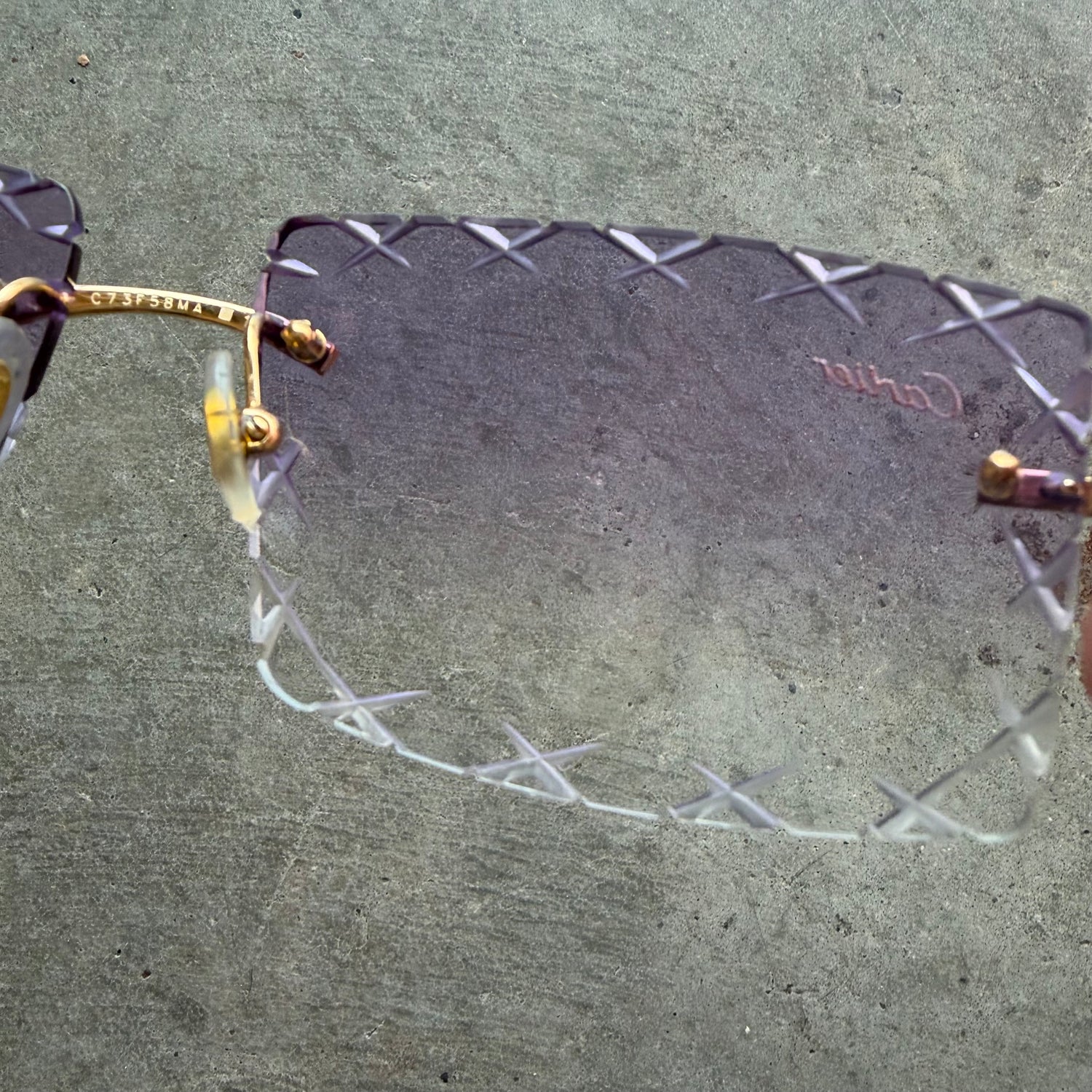 Cartier Purple Lense Diamond Cut Frames