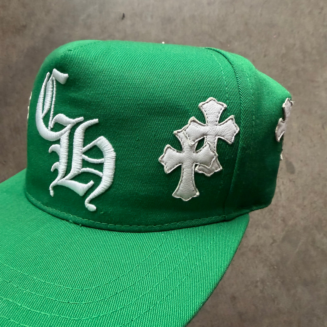 Chrome Hearts Cross Patch Baseball Hat Green
