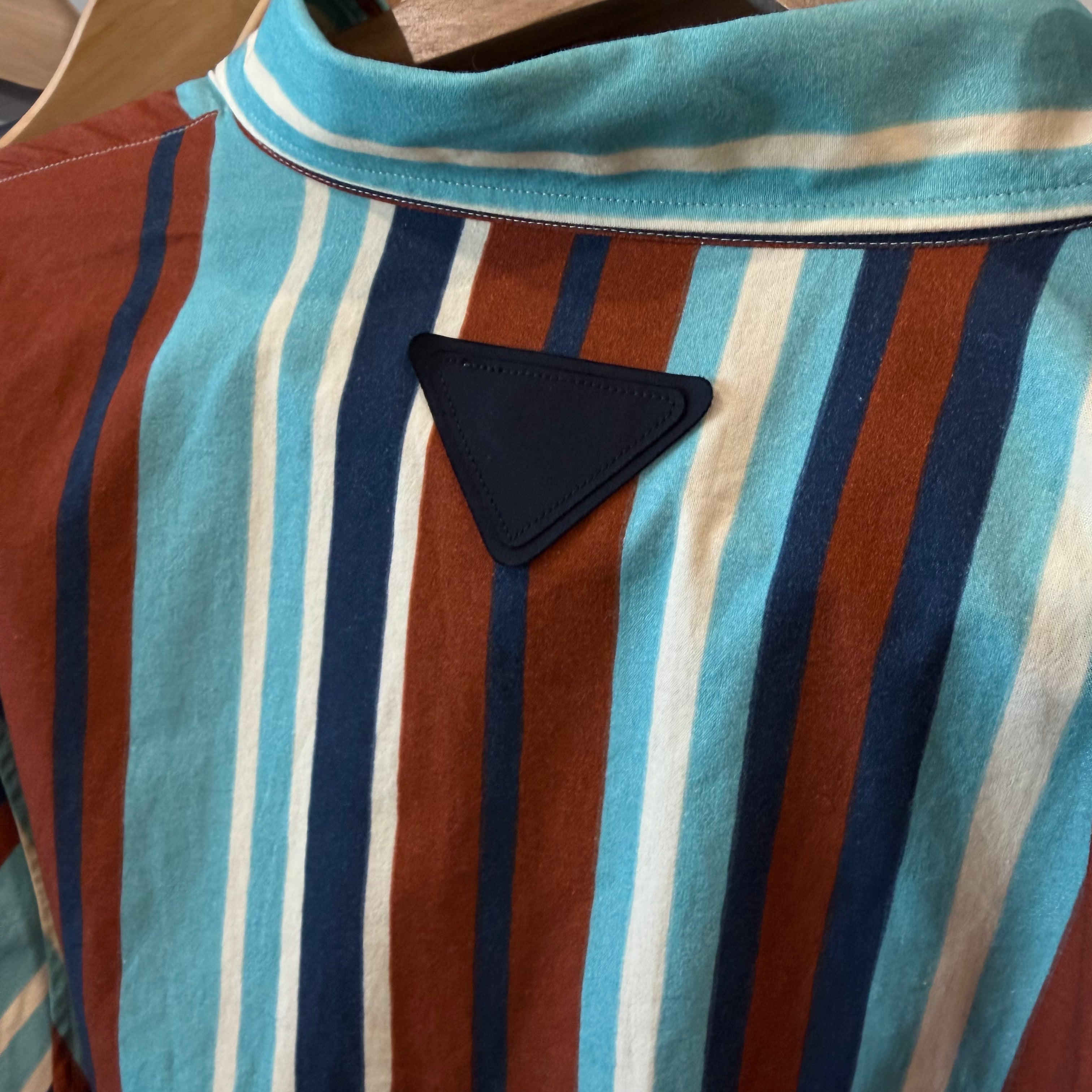 XXL Prada Multi Stripe Triangle Stitch Button Up