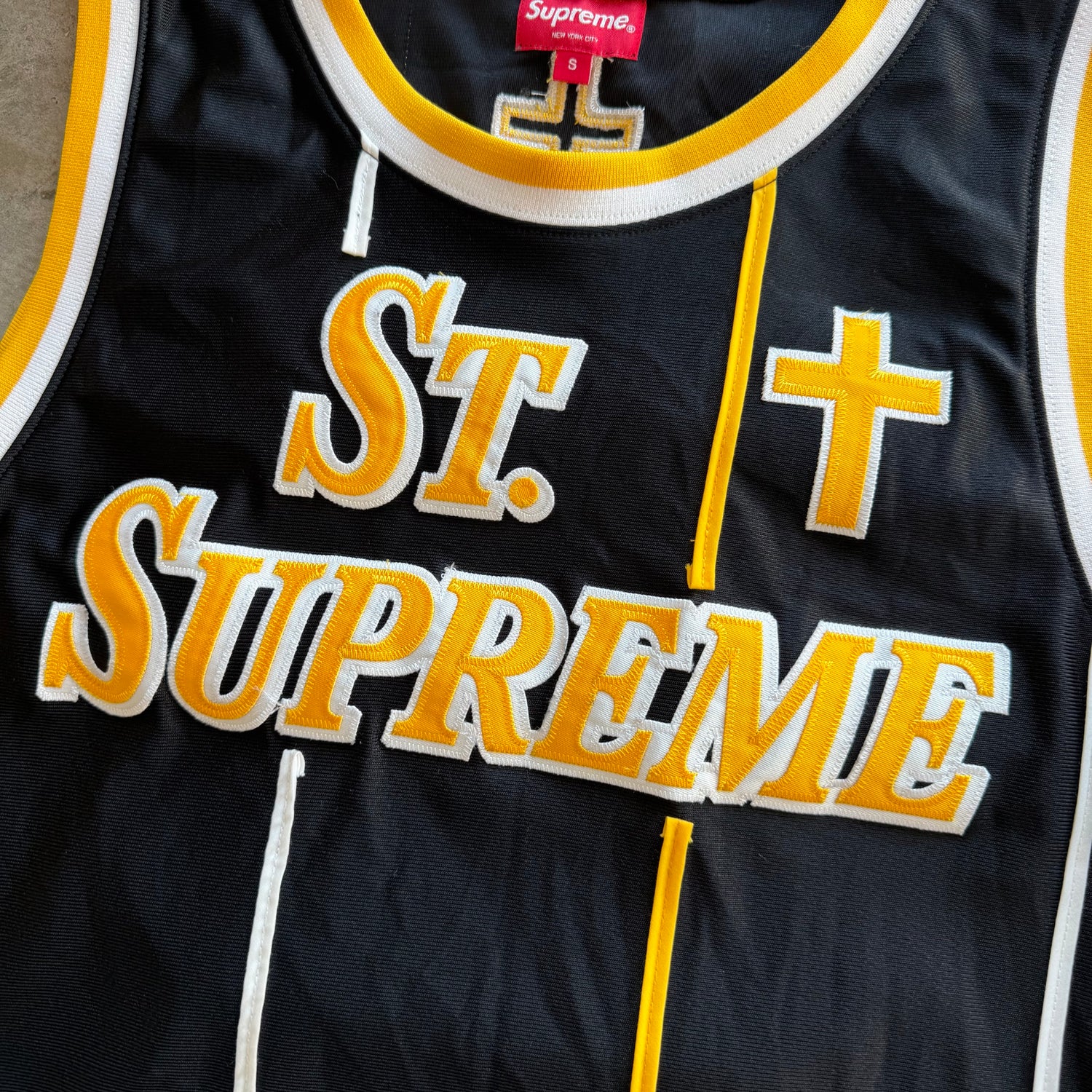 S St Supreme Black &amp; Gold Basketball Jersey