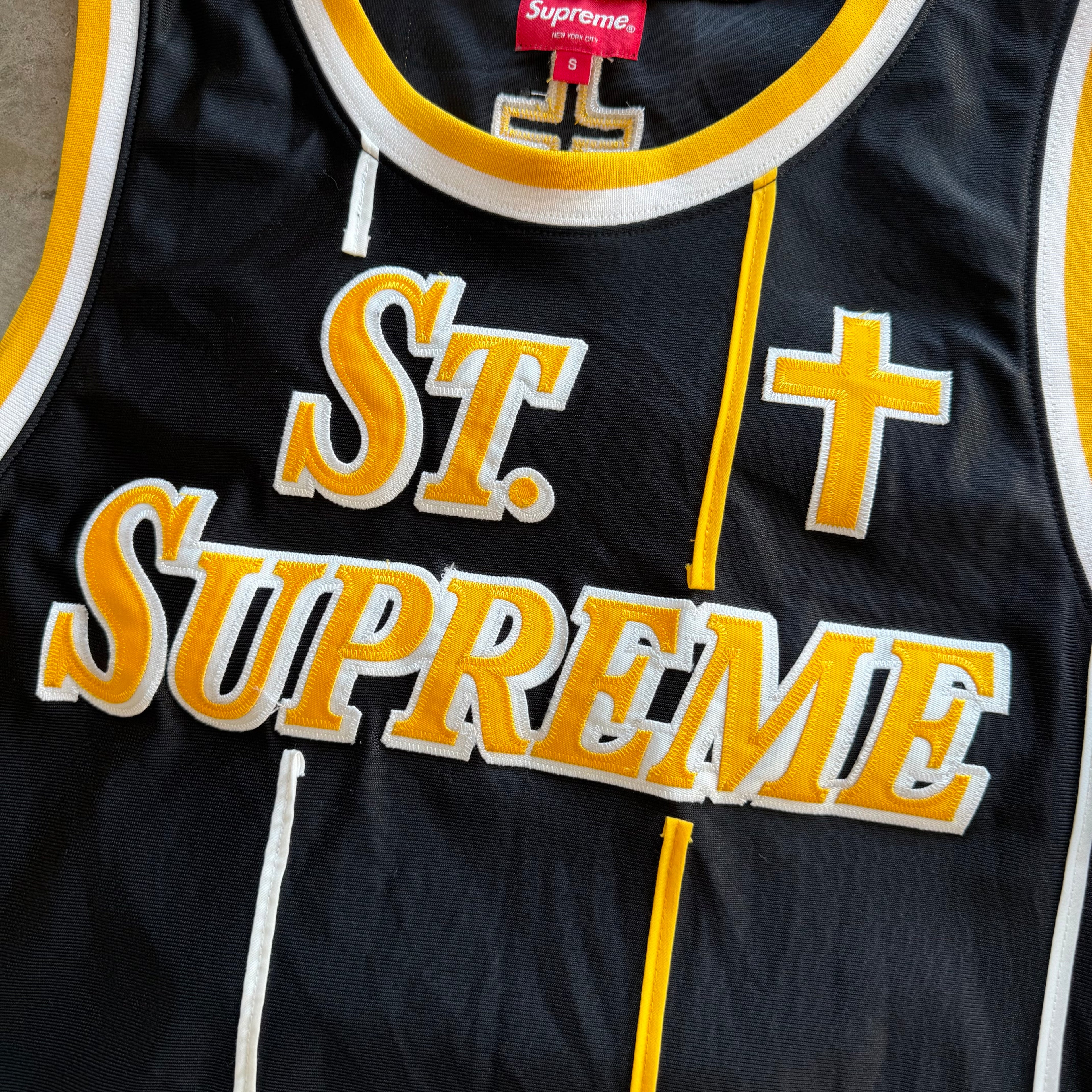 S St Supreme Black &amp; Gold Basketball Jersey