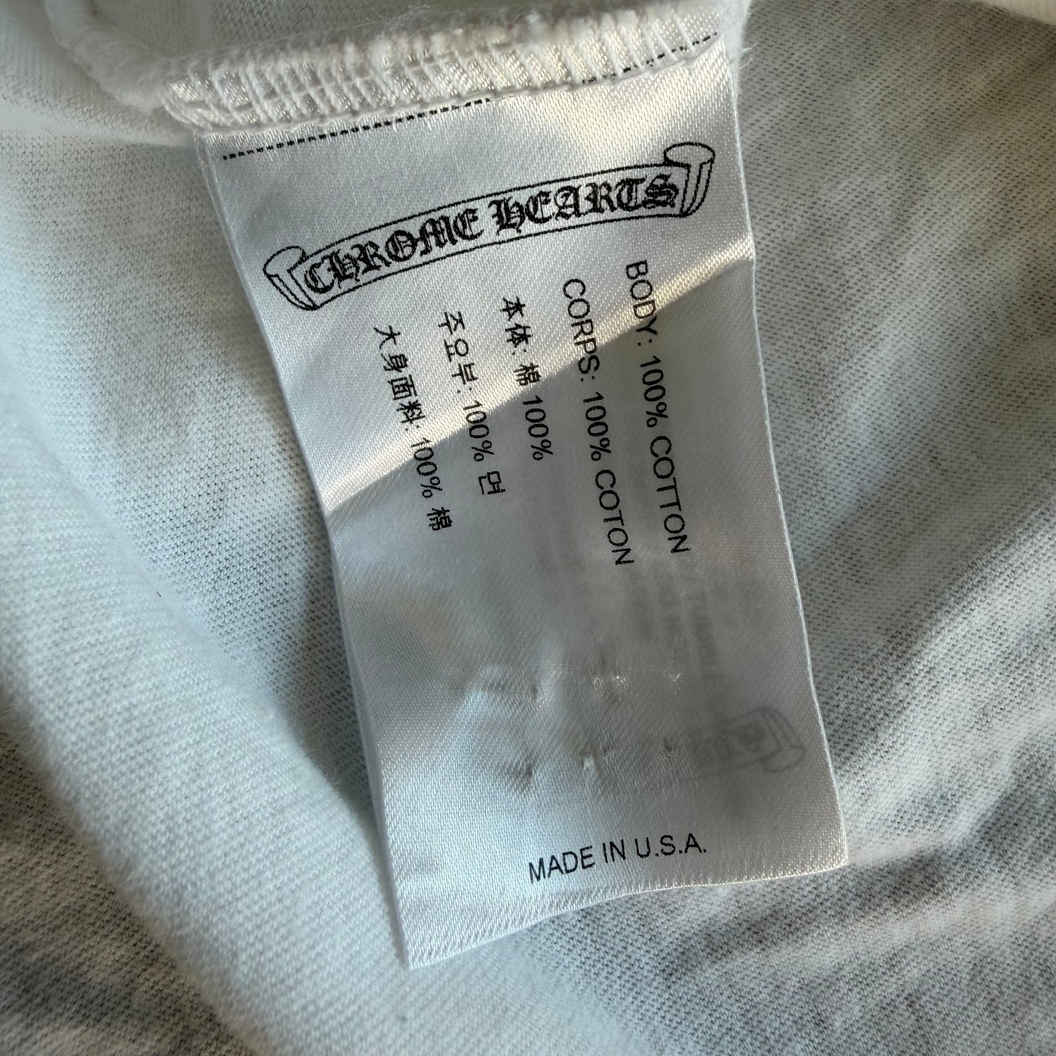 L Chrome Hearts Neon Eyechart L/S White
