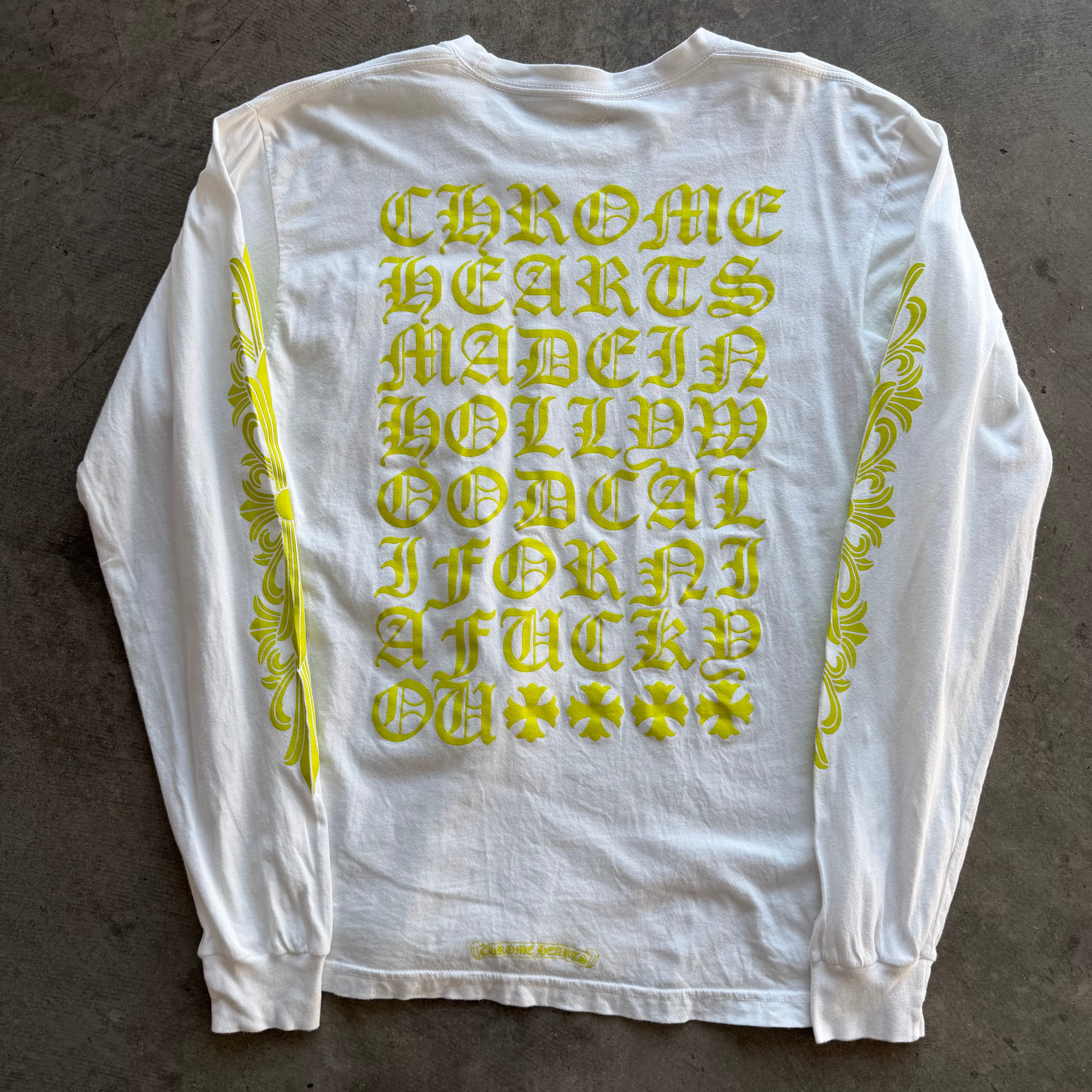 L Chrome Hearts Neon Eyechart L/S White