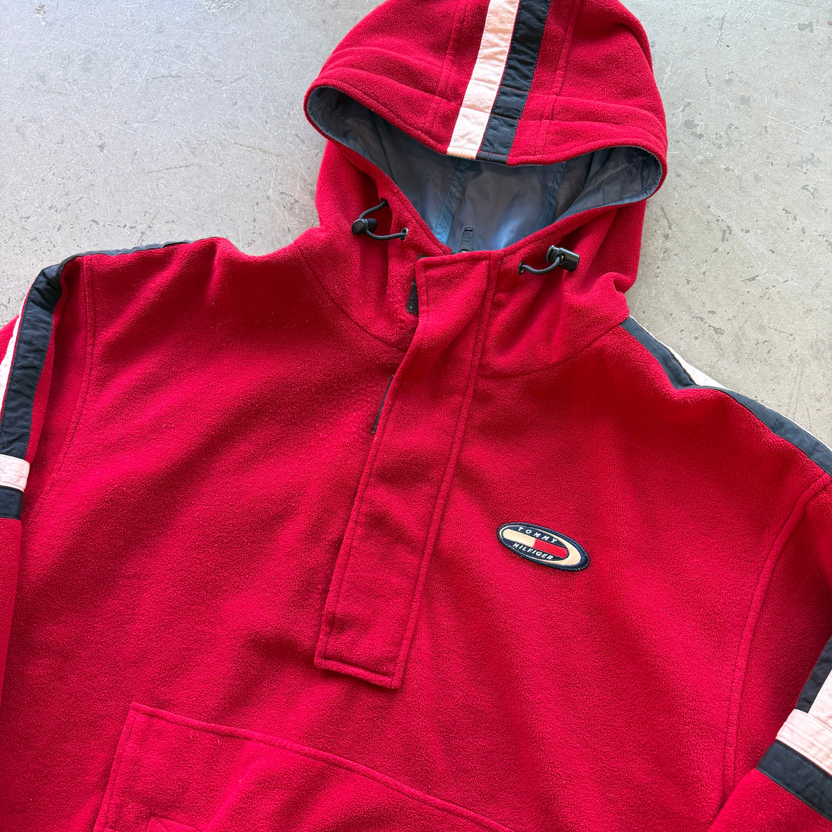 L 00s Tommy Hilfiger Hooded Fleece Quarterzip