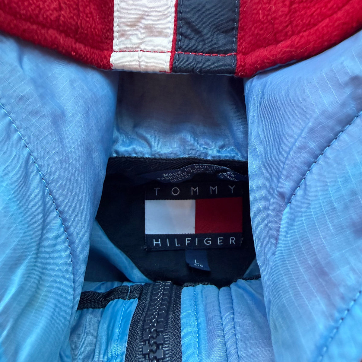 L 00s Tommy Hilfiger Hooded Fleece Quarterzip