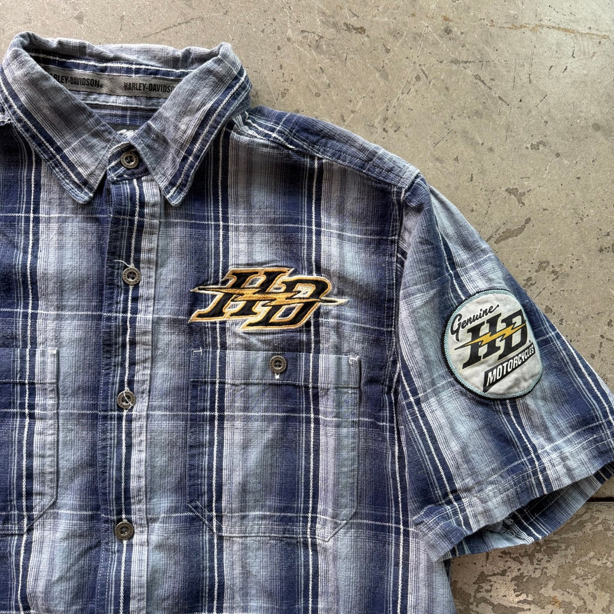 L Harley Davidson Plaid Button Up Shirt