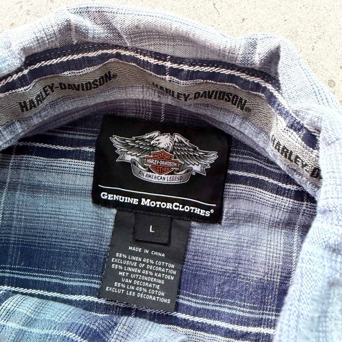 L Harley Davidson Plaid Button Up Shirt
